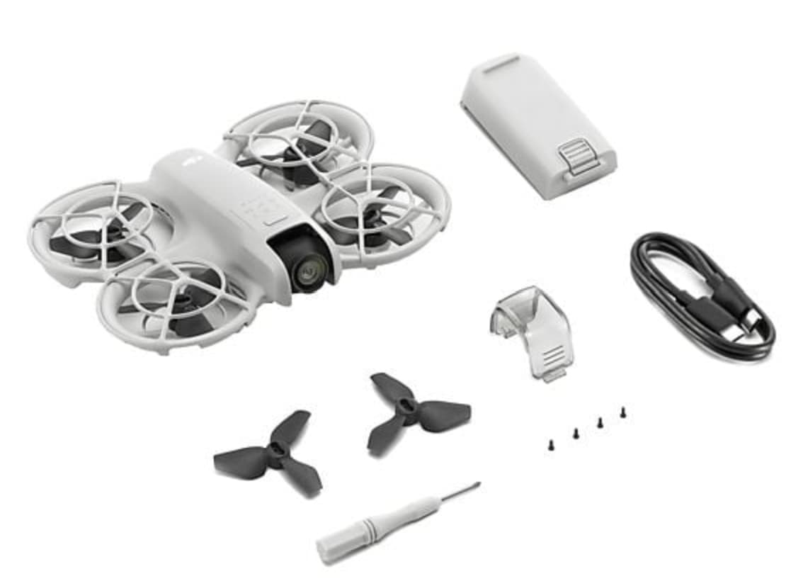 Dron DJI Neo Ultra-Compacto (Vídeo 4K, Cámara 12 MP, Seguimiento por IA, Despegue desde la Palma de la Mano, Autonomía 18 min, Blanco)