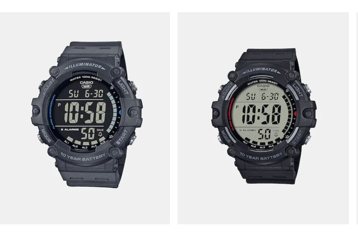 Casio AE-1500WH con pantalla normal y negativo