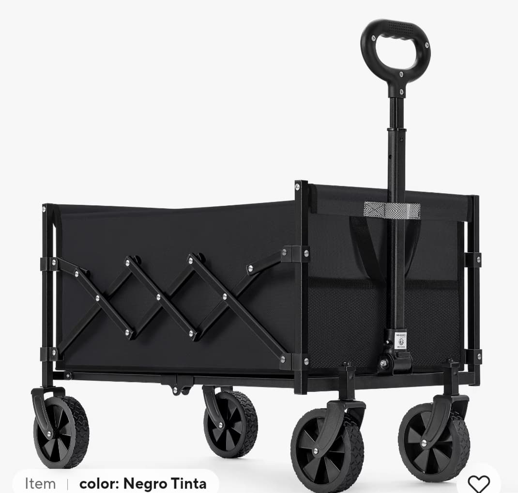 SONGMICS Carro de Mano Plegable, Compacto,con Asa,4 Ruedas Reforzadas,2 Universales,Carga hasta 150 kg,