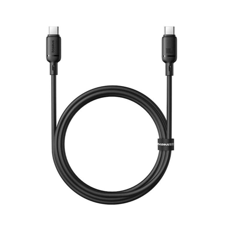 Cable Baseus Silky Series Fast Charging 100W 2m USB-C USB-C Silicona Negro