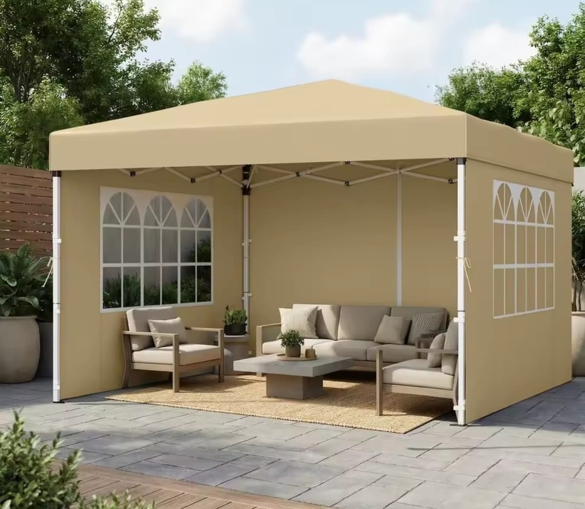 SONGMICS Cenador 3 x 3 m con Paneles Laterales