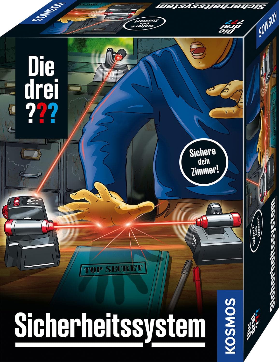 Die DREI Kosmos 632489 Sistema de Seguridad, Sistema de Alarma con tecnología LED, Juego de Juguetes de Detectives