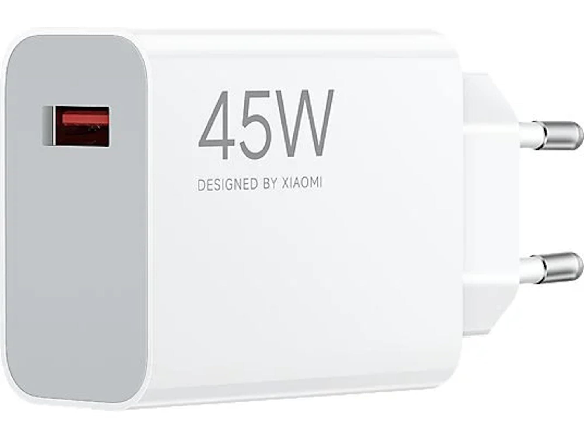 Cargador Xiaomi Turbo USB-A 45W Blanco (Carga rápida universal, iPhone y Samsung, compacto para viaje, protección múltiple, en Amazon)