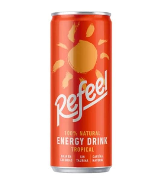 Refeel - Bebida Energética 100% Natural con Cafeína Vegetal, Sabor Mango y Piña - Baja en Calorías