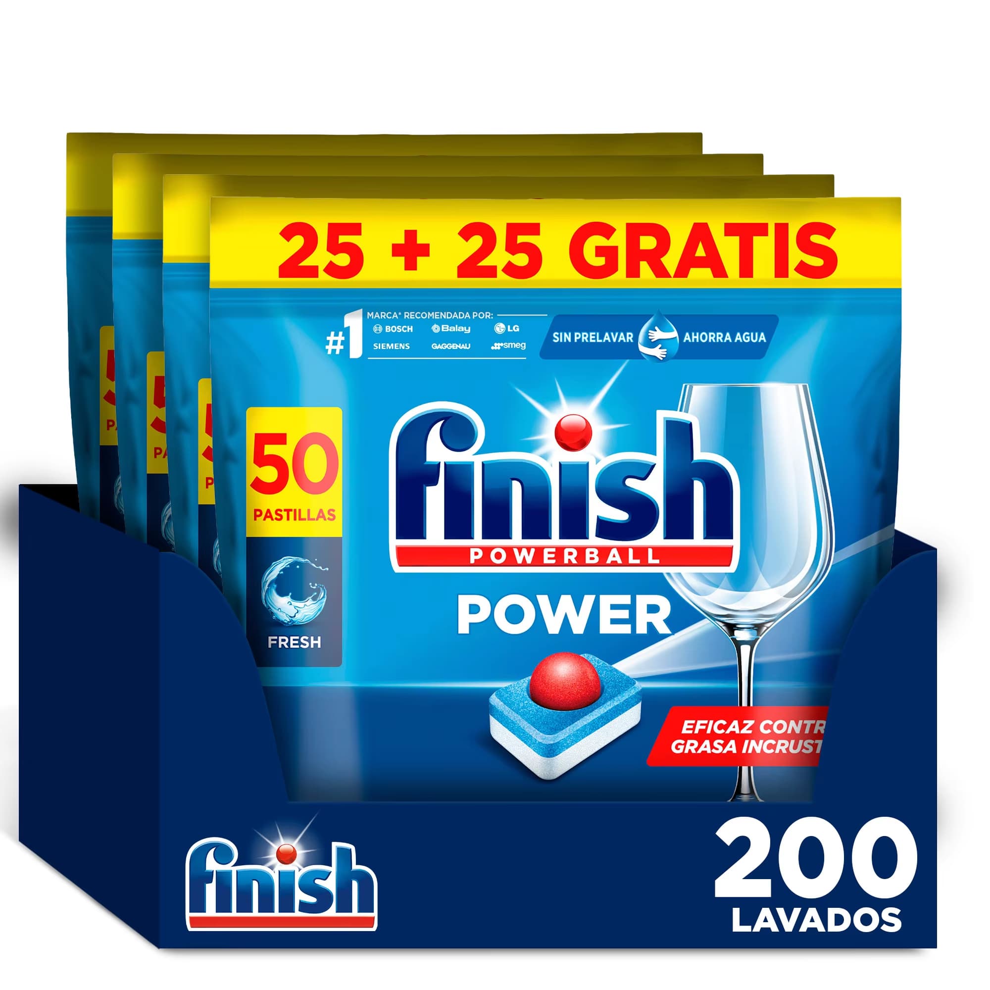 Finish Poweball 200 Pastillas para Lavavajillas All in 1 Max 0,11€/Und