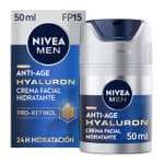 NIVEA MEN Hyaluron Crema Hidratante Antiedad FP15 (1 x 50 ml), cuidado facial avanzado para hombre