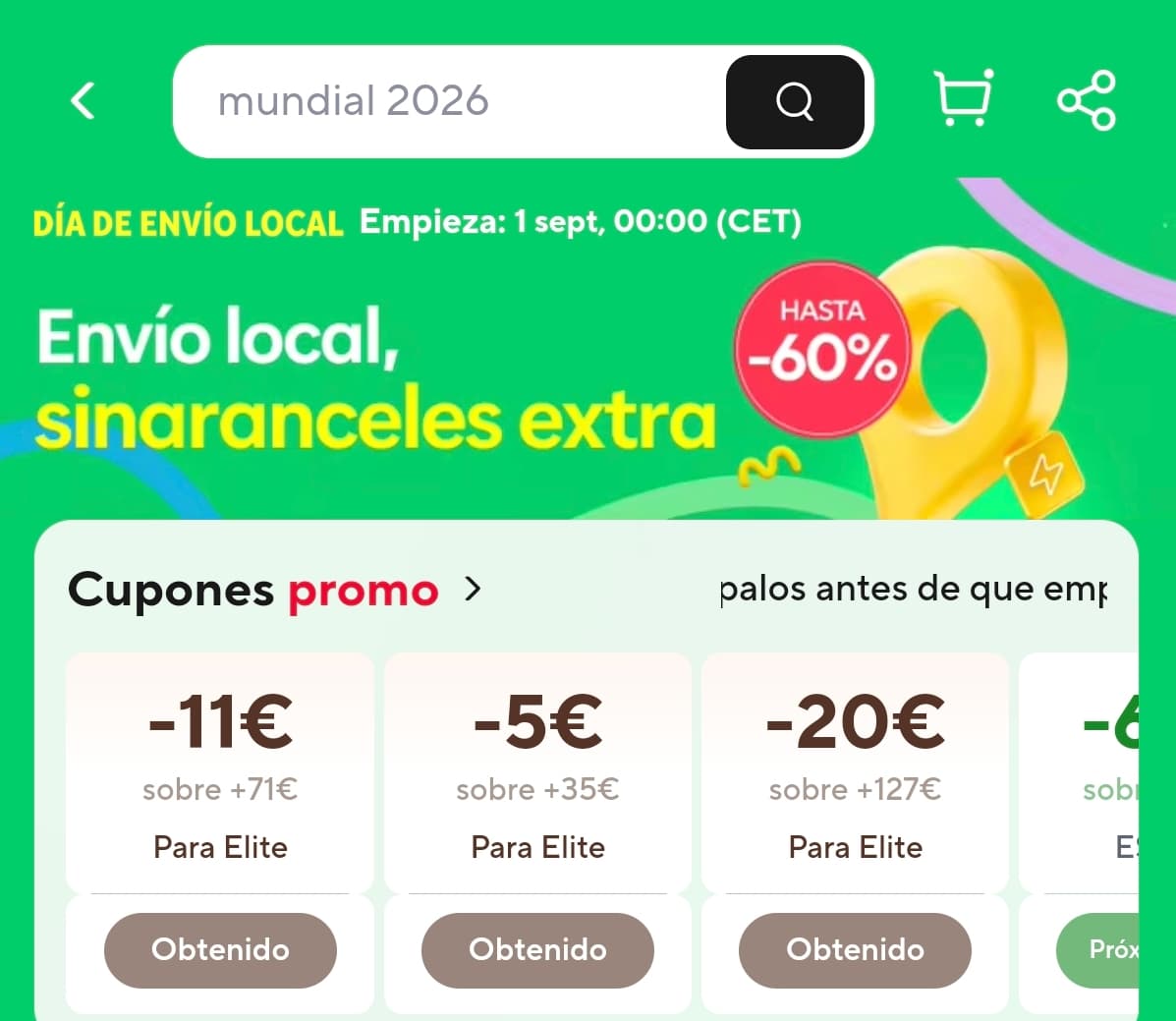 Nuevos cupones AliExpress Envío local