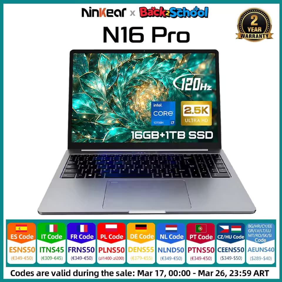 Ninkear N16 Pro Portátil 16 Pulgadas Intel Core i7-12700H