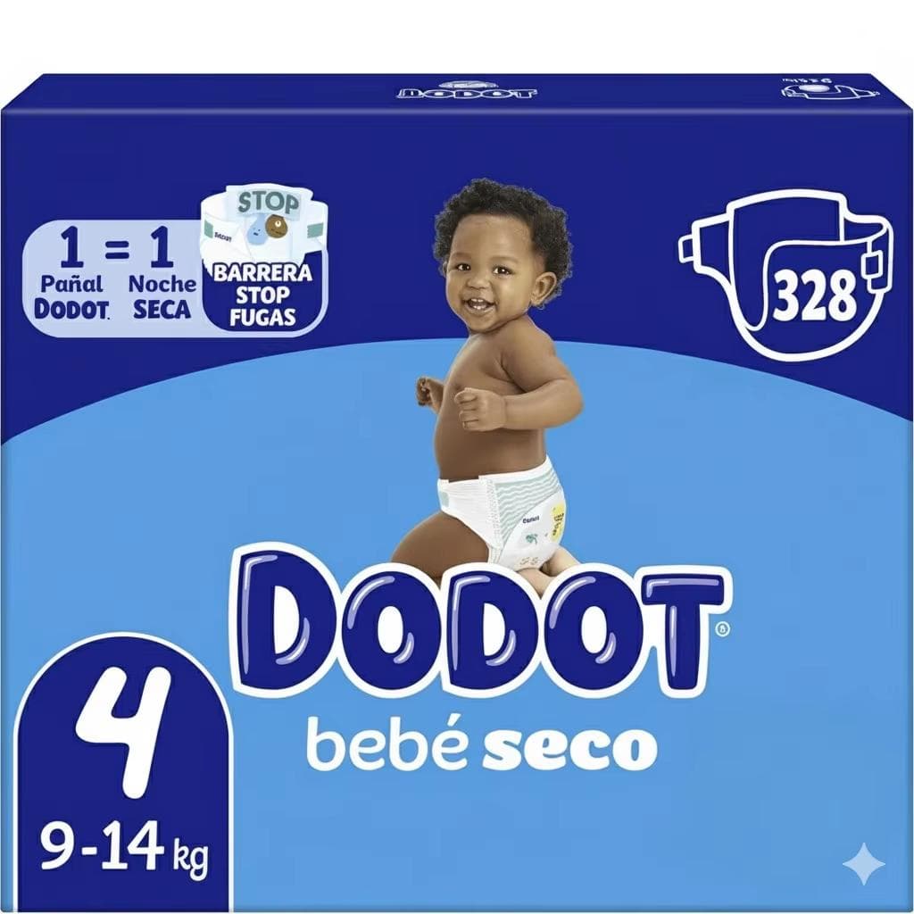 Dodot Bebé Seco, Formato XXL, Talla 4: 328 Pañales 0,19€