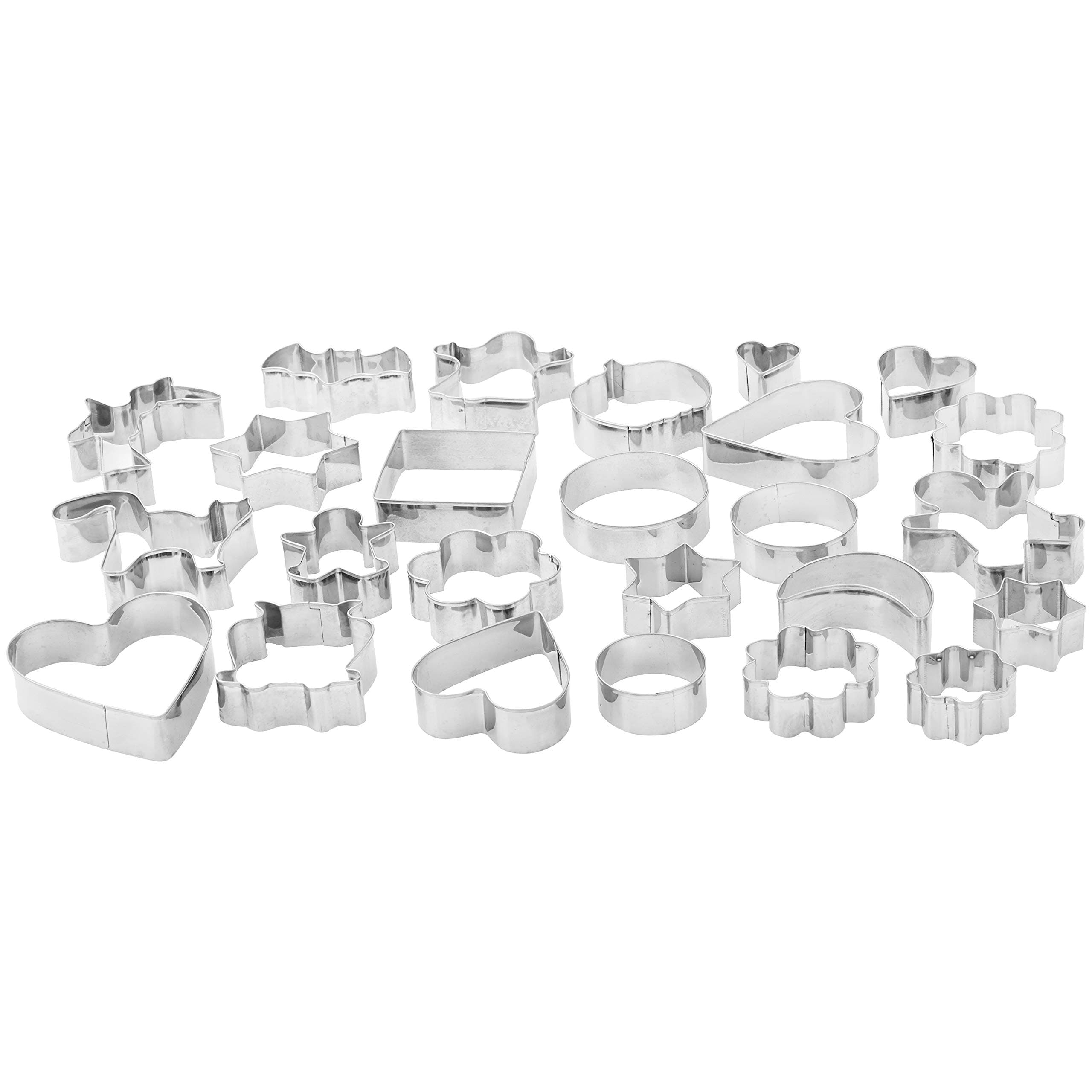 25 moldes de Acero inoxidable para galletas, de 4 a 9 cm