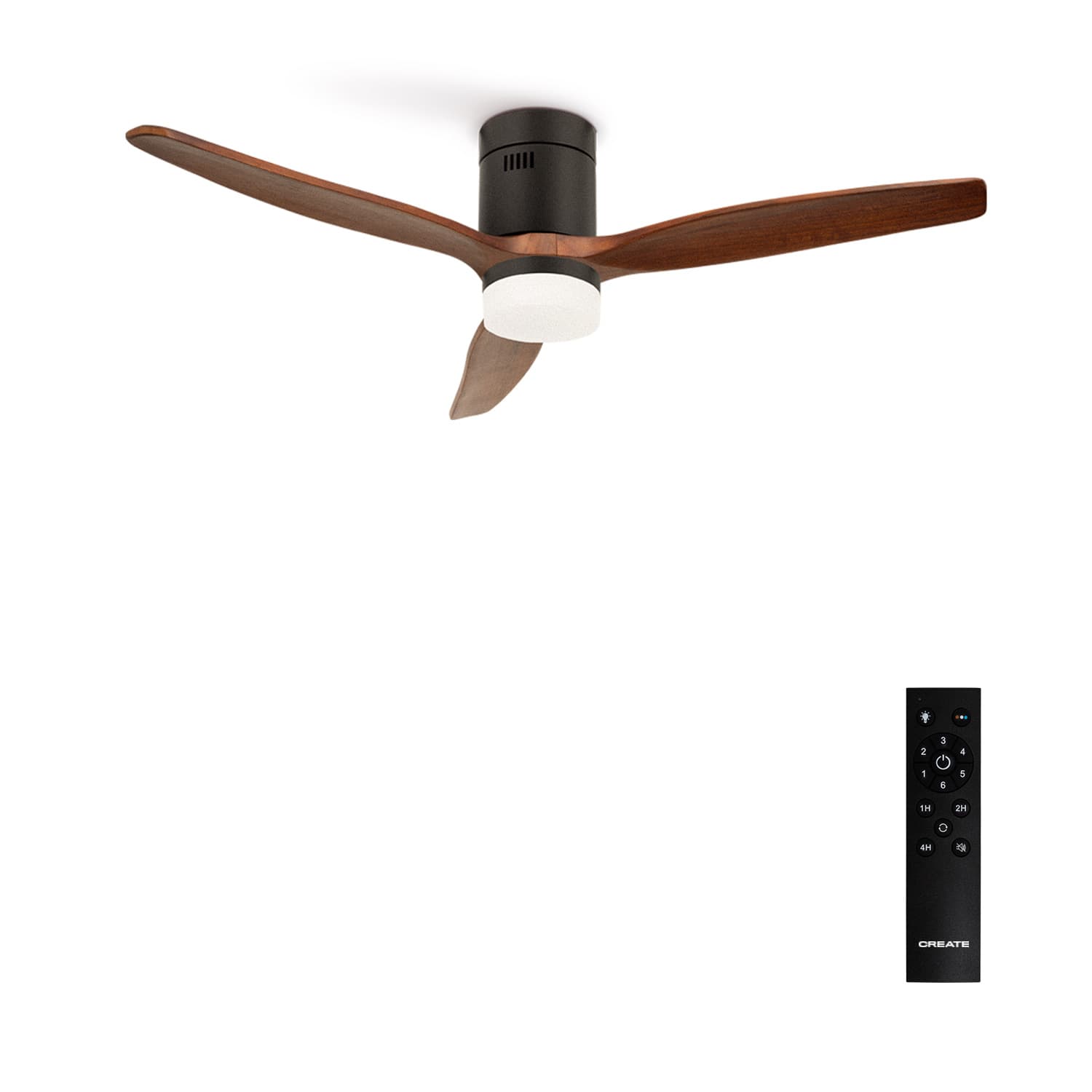 CREATE - Ventilador de techo 40W silencioso, negro, Ø132 cm, 100% madera - WIND CALM