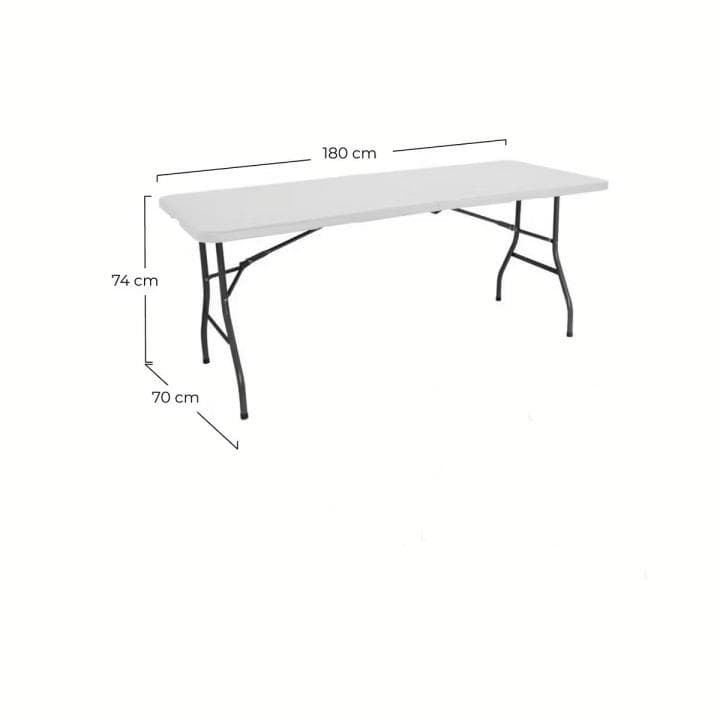 Mesa Plegable Resina Reforzada Nyana Home 180x74x74cm | Camping, Jardín y Eventos | Acero y Pies Antideslizantes | Carga Hasta 150kg