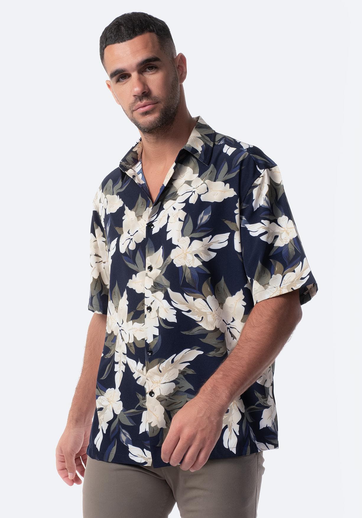 Camisa manga corta estampada hawaiana de Hombre (Dos colores diferentes)