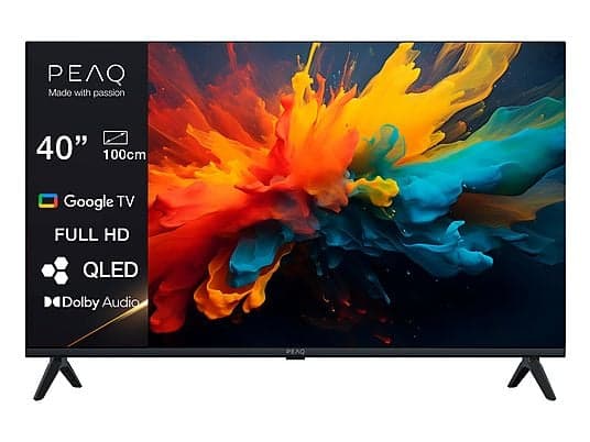 PEAQ PTV 40GQF-5026T - TV QLED 40", Full-HD, Google TV, DVB-T2/C/S/S2, HDR, VESA de 200 x 200 mm, Negro