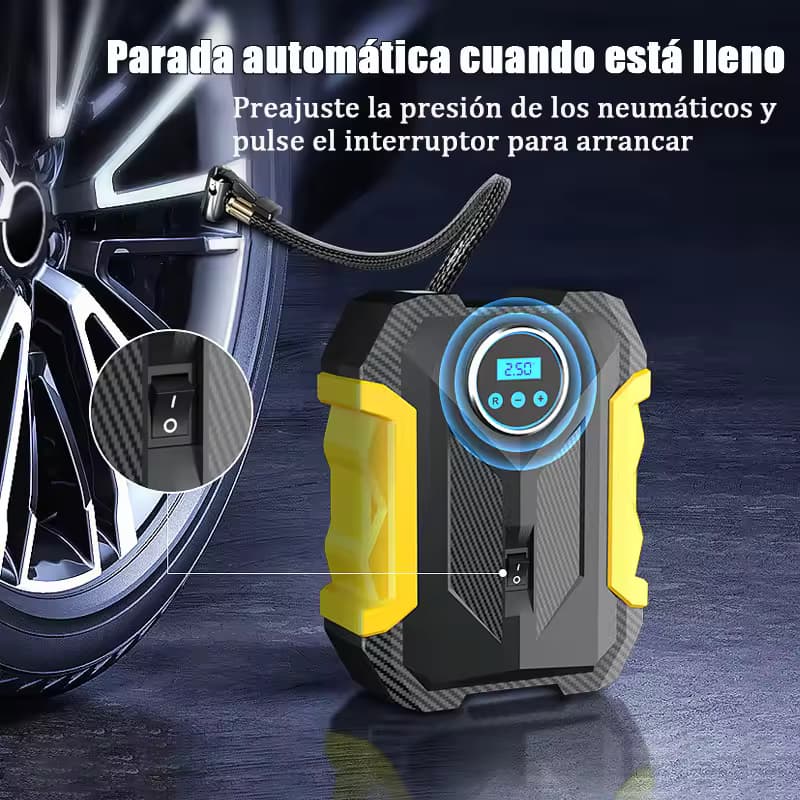 Compresor de Aire Portátil para Coche,Inflador de Neumáticos Digital con Luces LED