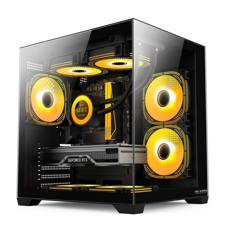 Torre PC Caja ProGaming Ambra Negra Cube Tower Micro-ATX/Mini-ITX con 5 ventiladores ARGB