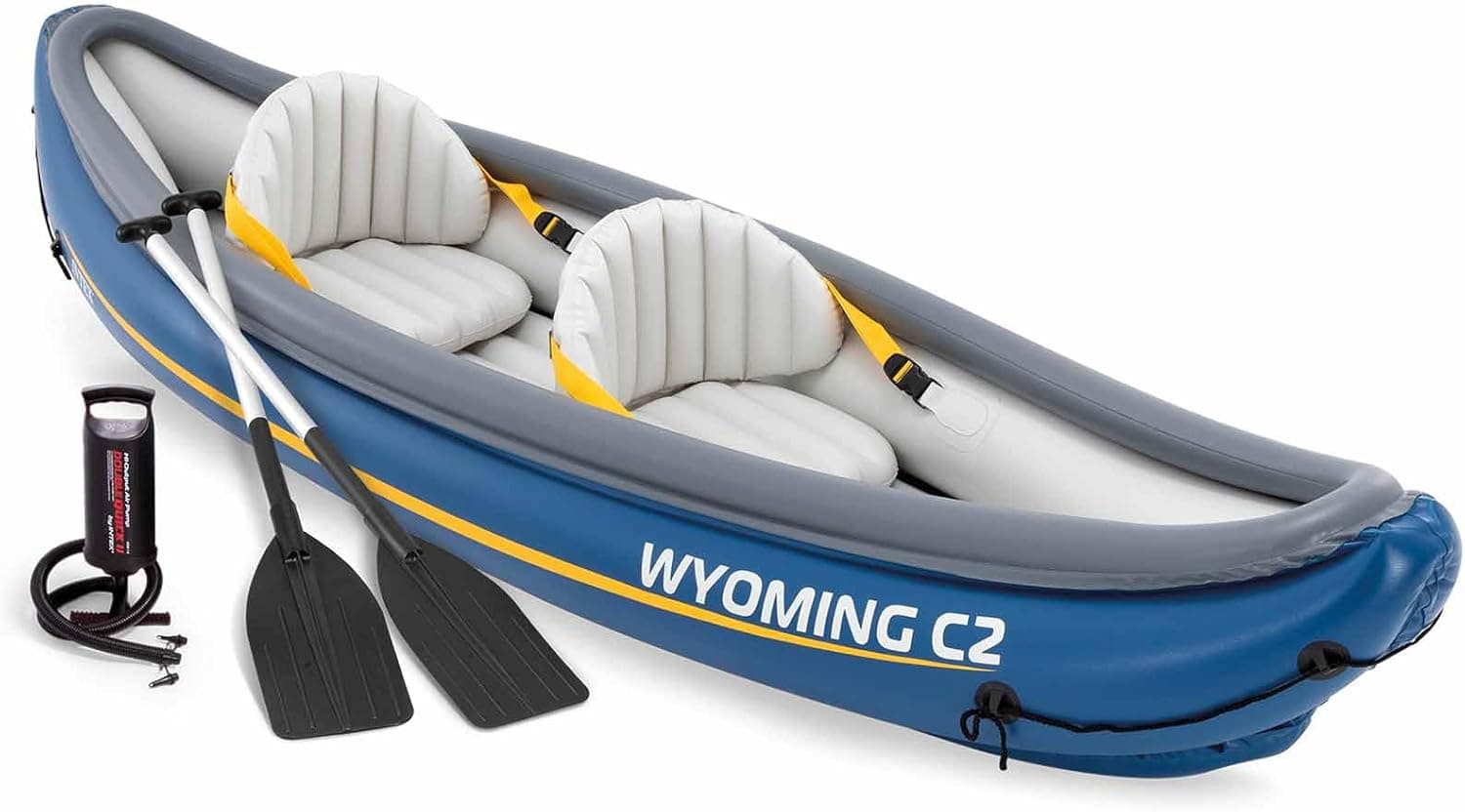 Canoa hinchable 2 plazas Wyoming C2 con remos y bomba de inflado [Envío desde España]