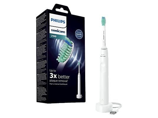 Cepillo eléctrico - Philips Sonicare 2100 HX3651/13, Tecnología sónica, temporizadores intuitivos, Blanco