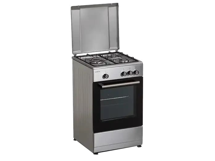 Cocina a gas + horno - Infiniton CC57TAC, Gas Butano, 43 l, 3 Zonas, Grill, Horno de gas, Inox