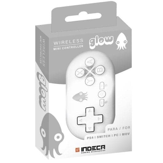 Indeca Mini Controller Bluetooth Blanco – Mando Inalámbrico Multiplataforma para PS4, Nintendo Switch, PC, Android e iPhone/iPad