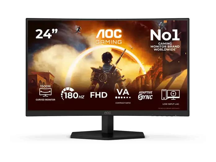 Monitor gaming - AOC C24G42FE, 23.6 " Full-HD, 180 Hz, 4 ms, VA, Curvo, Adaptive sync, Negro/Rojo