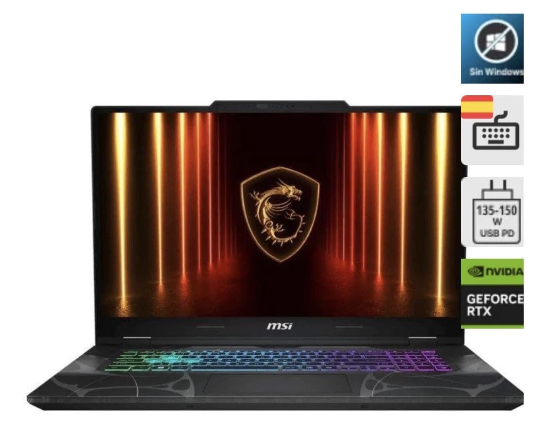 Portátil MSI Cyborg 17 B2RWGKG-077XES 17.3" Intel Core 7 240H 32GB 1TB SSD RTX 5070 FreeDOS