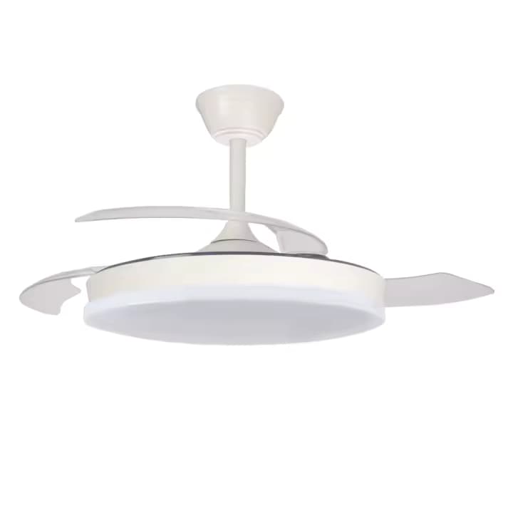 Ventilador de Techo Arpon Blanco con Aspas Retráctiles, Motor DC Ultra Silencioso, LED Regulable CCT 3 Tonos de Luz, 6 Velocidades