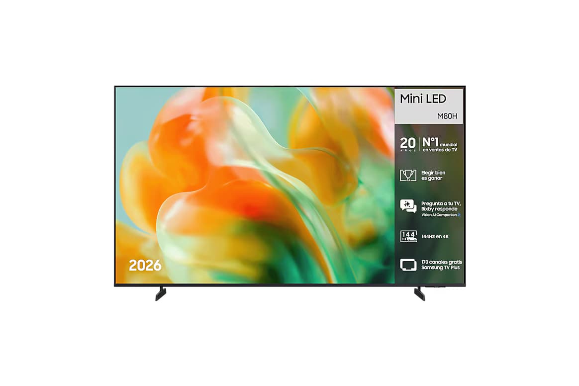 TV Samsung 75" M80H Mini LED 4K 2026: Mini LED, NQ4 AI Gen2, 144Hz VRR, FreeSync Premium, Tizen Vision AI y 3x HDMI eARC - Televisor