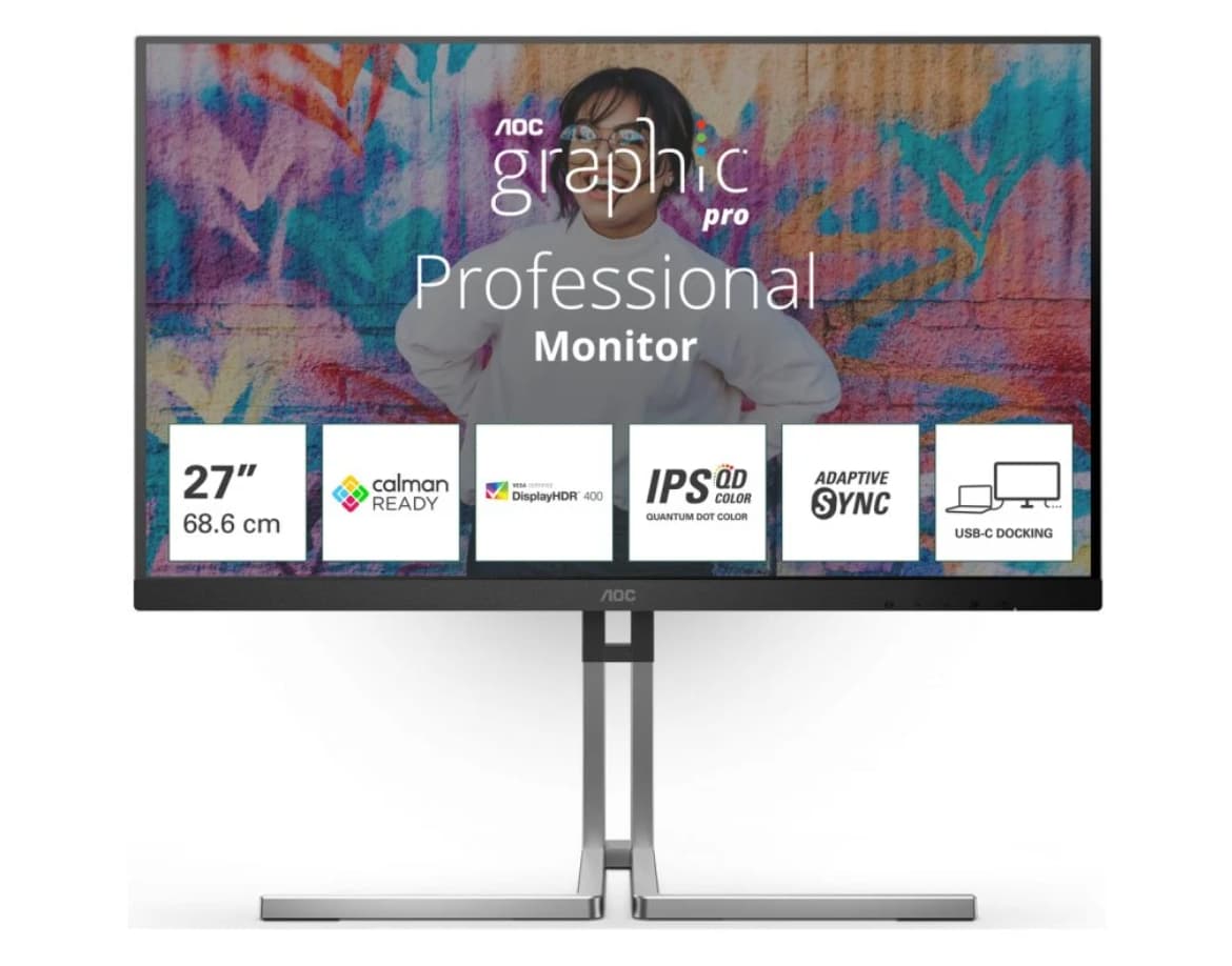 Monitor AOC Graphic Pro Q27U3CV 27" QLED IPS QHD (Delta E < 2, HDR 400, USB-C 96W, Altavoces)