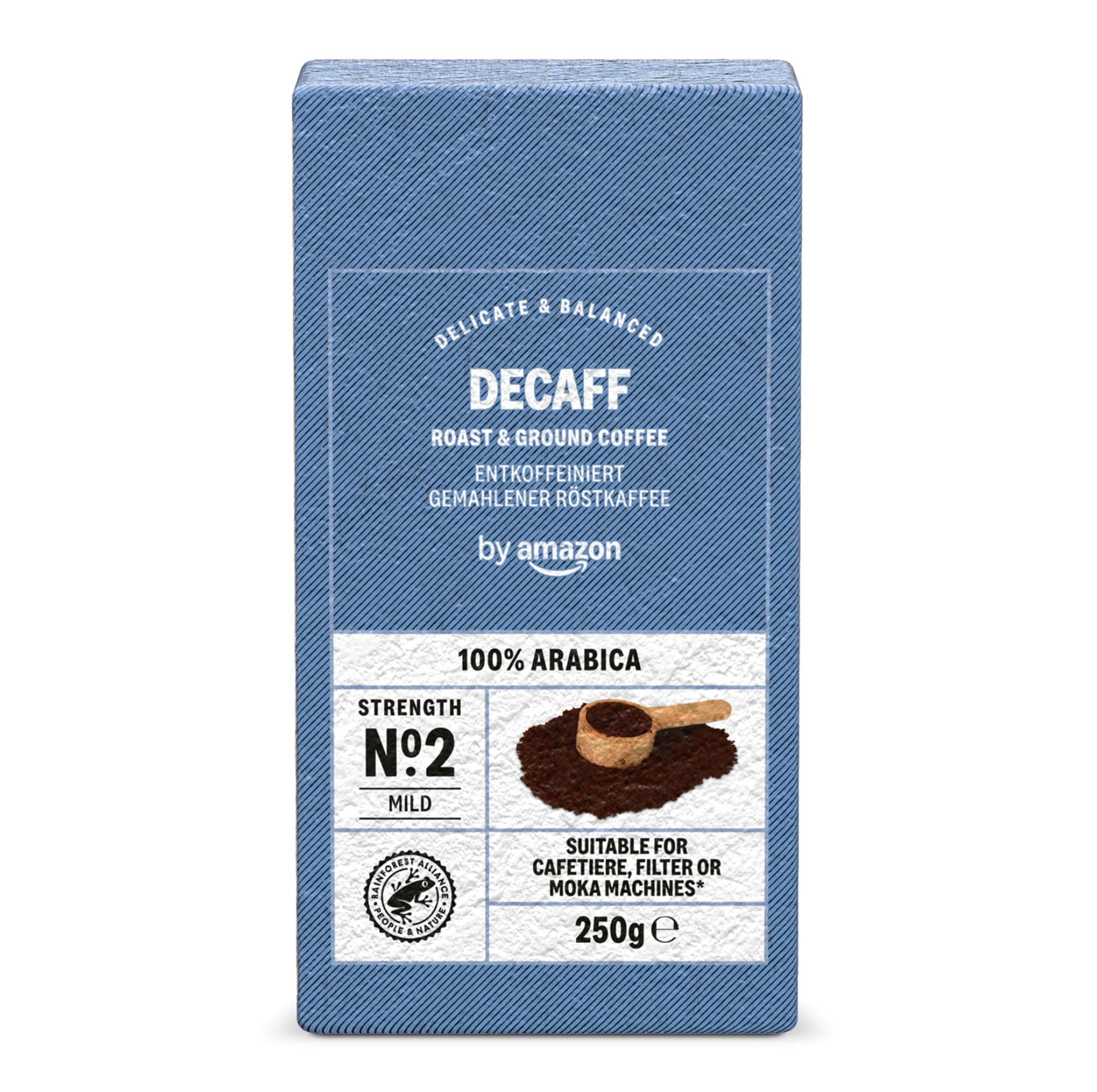 by Amazon Descafeinado Café Molido De Tueste Natural 100% Arábica, 250g (10,44 €/kg con suscríbete y ahorra)