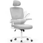 Silla de Oficina Ergonómica NASPALURO con Reposabrazos Plegables, Respaldo Ajustable y Transpirable, Giro 360° 3 Colores: Gris, Azul y Verde