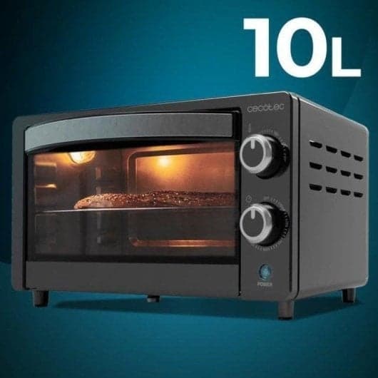 Horno Eléctrico de Sobremesa 10 Litros Cecotec Bake&Toast 1090 – Compacto, Doble Cristal, Temperatura hasta 230°C con Bandeja y Parrilla