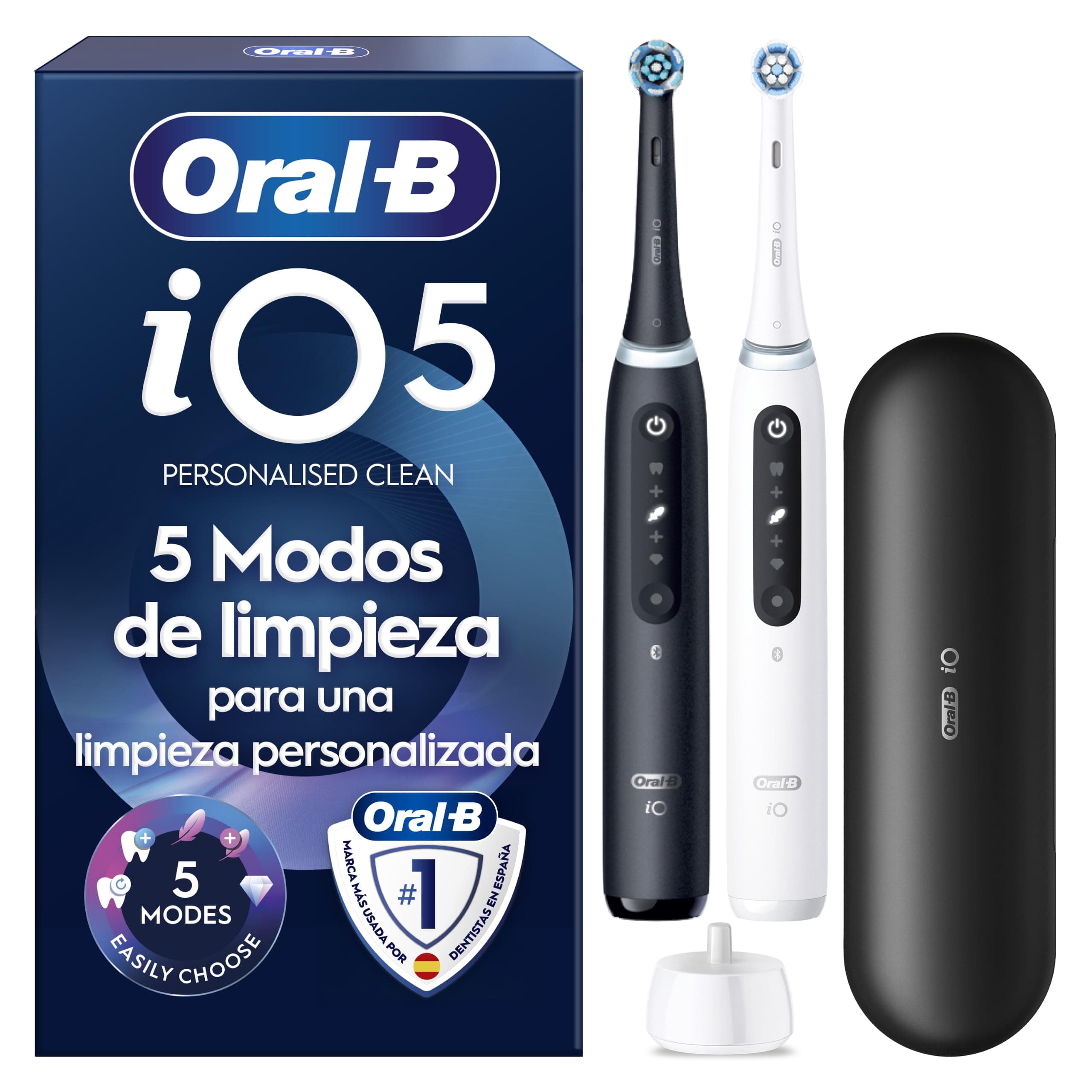 Oral-B iO 5N Cepillos de Dientes Eléctricos, Negro y Blanco, Pack de 2