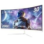Z-Edge Monitor Gaming Curvo Blanco 30'' 200Hz, 1ms, 2560x1080, FreeSync, Pantalla PC White Ultra Ancho 21:9, Inclinación Ajustable,