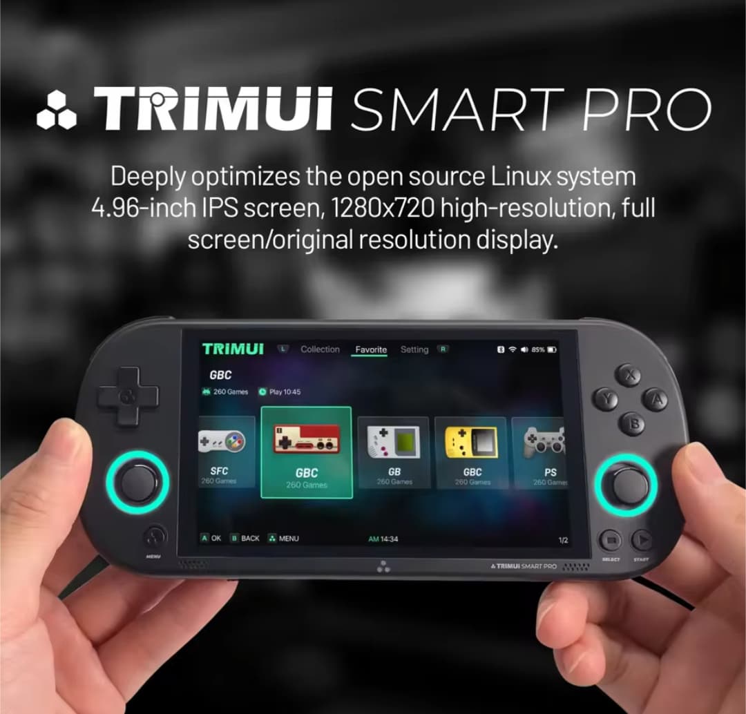 Consola retro Trimui Smart Pro Pantalla 4.96" IPS HD 1280x720 (+26 emuladores)