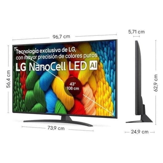 TV LG NanoCell 43NANO81A6A 43″ 4K Ultra HD Smart TV Dolby Digital HDMI 2.1 WiFi Gaming