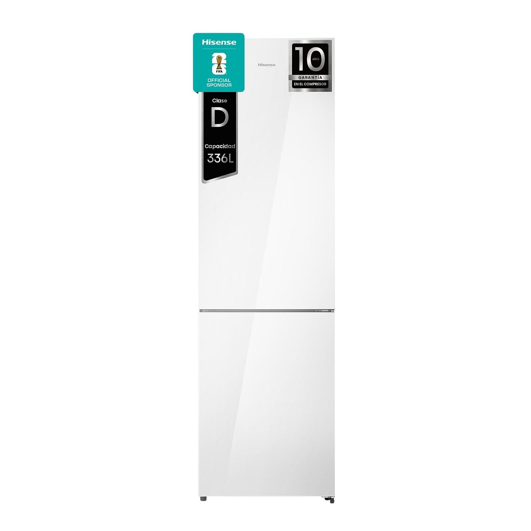 Hisense RB440N4GWD - Frigorífico combi, No Frost, 200.4 cm, 336 l, Multi Airflow, Eficiencia D, Cristal Blanco