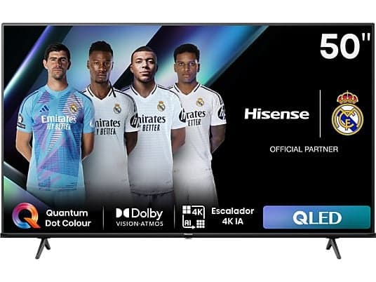 TV QLED 50" - Hisense 50E7NQ, UHD 4K, Dolby Vision&Atmos, Sensor de luz, Modo Deportes, Air Play, IA, Negro