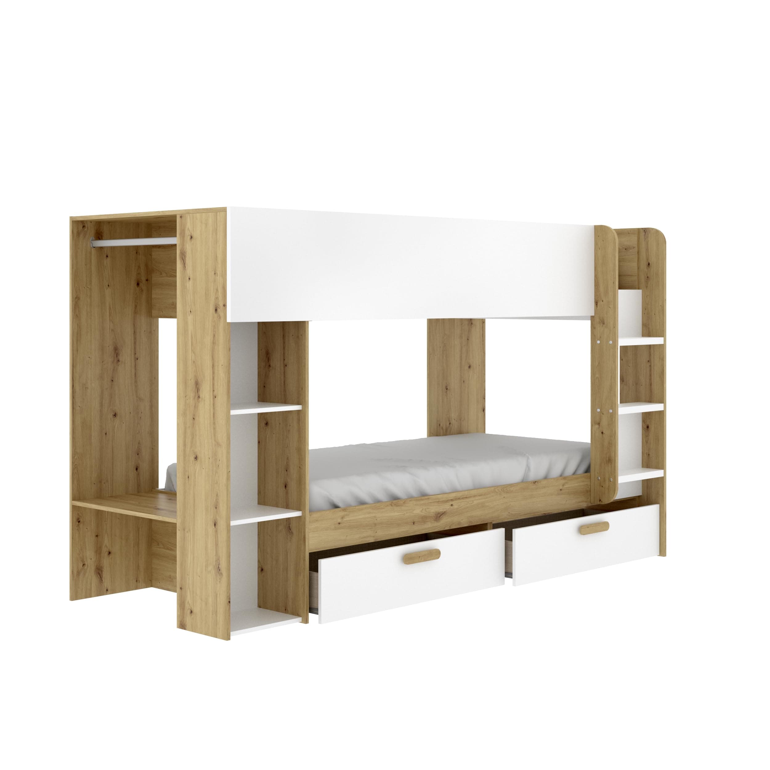 Litera juvenil madera color blanco/roble