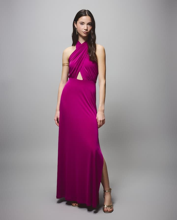 Green Coast Vestido cut out con lazo rosa ( y también en azul)