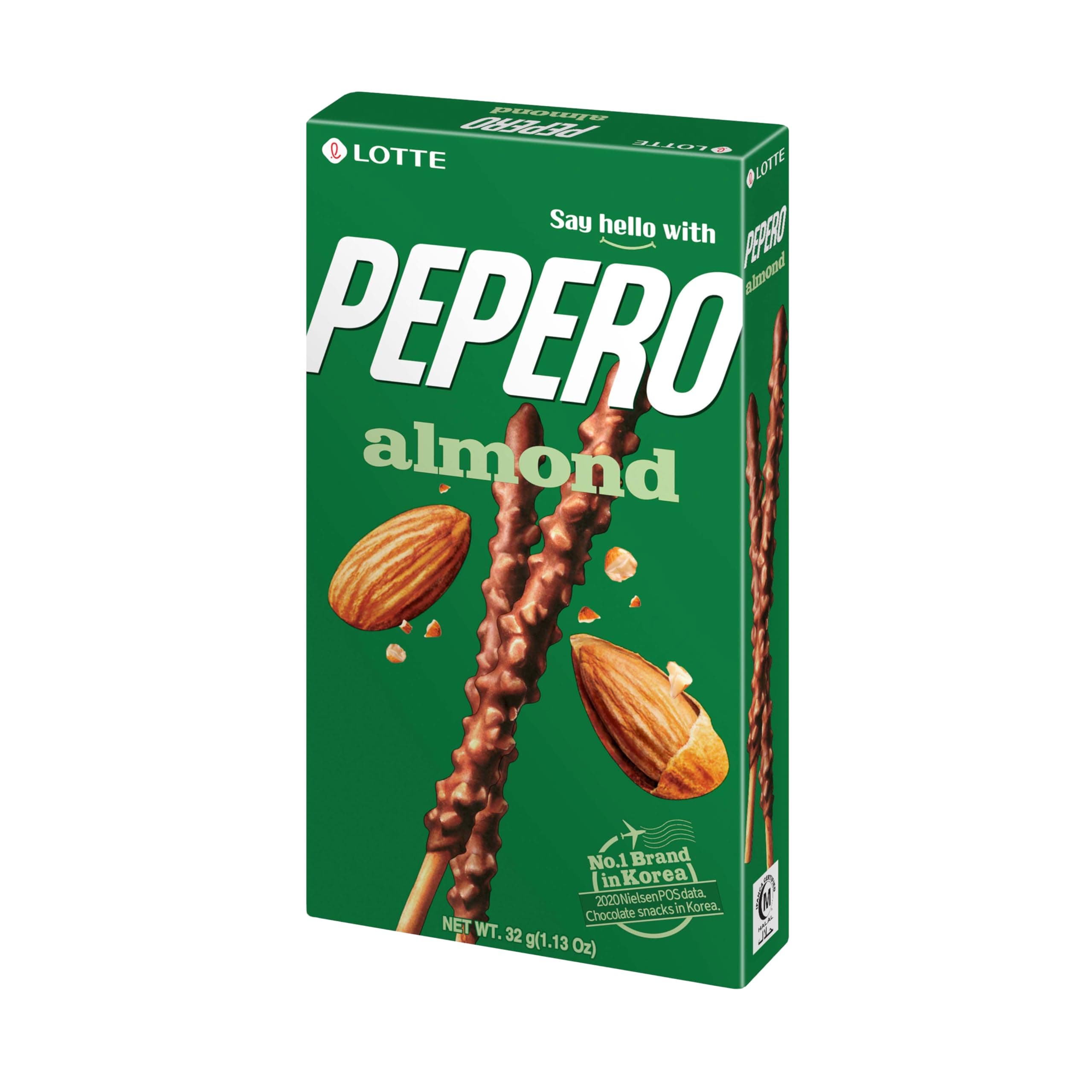 LOTTE Pepero Almendra - Barritas Chocolate Galleta Coreanas 32g