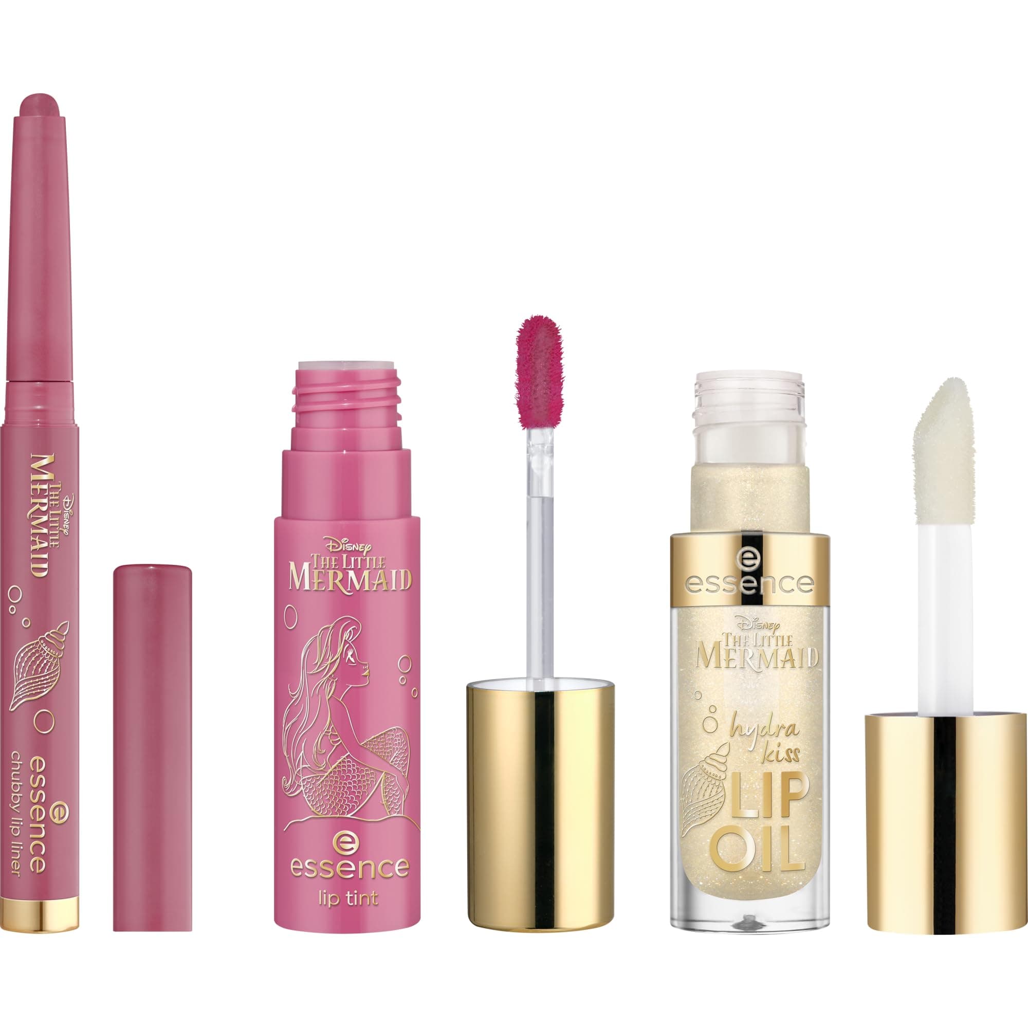 essence Kit combinado para labios Disney THE LITTLE MERMAID, resultado inmediato, No se mueve, luminoso, color intenso (1pcs)