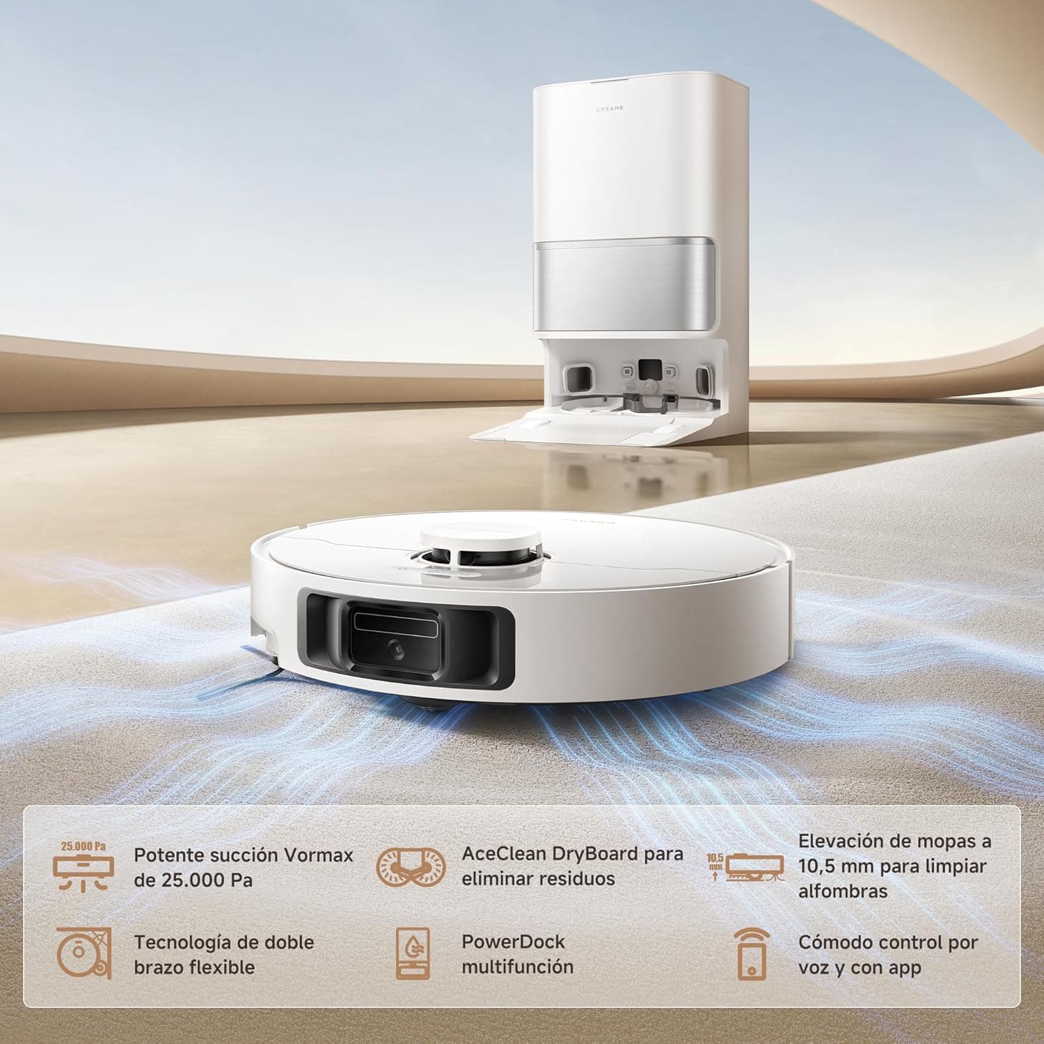 Robot aspirador Dreame L10s Ultra Gen 3 (25.000 Pa, Cepillo y Mopas extensibles, Base autolavado)