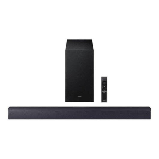Barra de Sonido Samsung HW-B450F/ZF Bluetooth HDMI ARC 65W Subwoofer inalámbrico Dolby Audio (incluye kit montaje en pared)