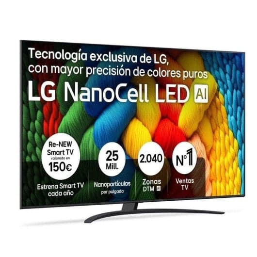 LG NanoCell 86NANO81A6A 86″ – Smart TV 4K Ultra HD, Procesador α7 Gen8 con IA, webOS, Escalado Inteligente y Optimizado para Gaming Cloud