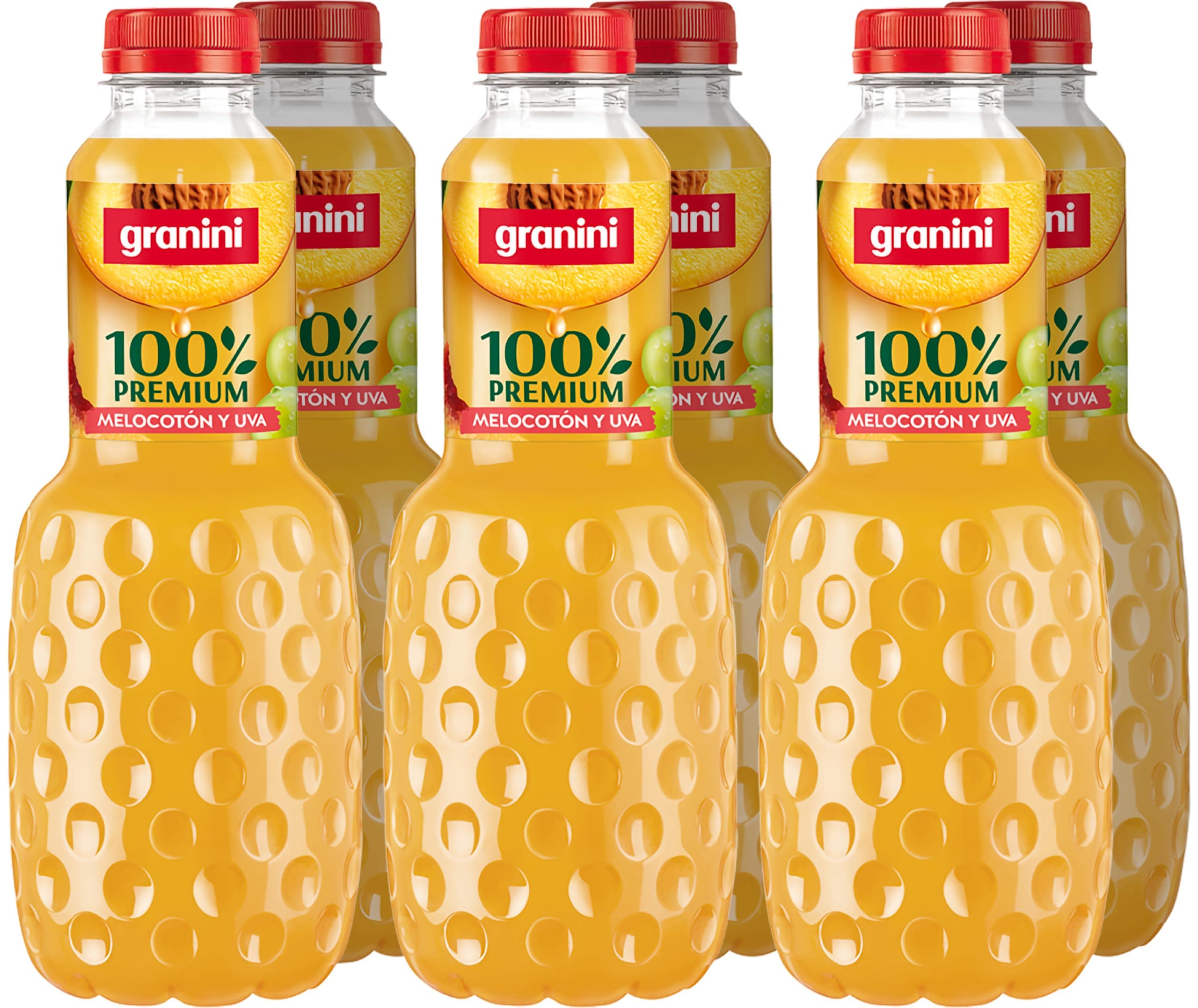 Granini Premium 100% Zumo de Melocotón y Uva - Pack 6 x 1 L