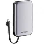 Powerbank Vention 10000mAh 20W con Cables Integrados (USB-C y Lightning)
