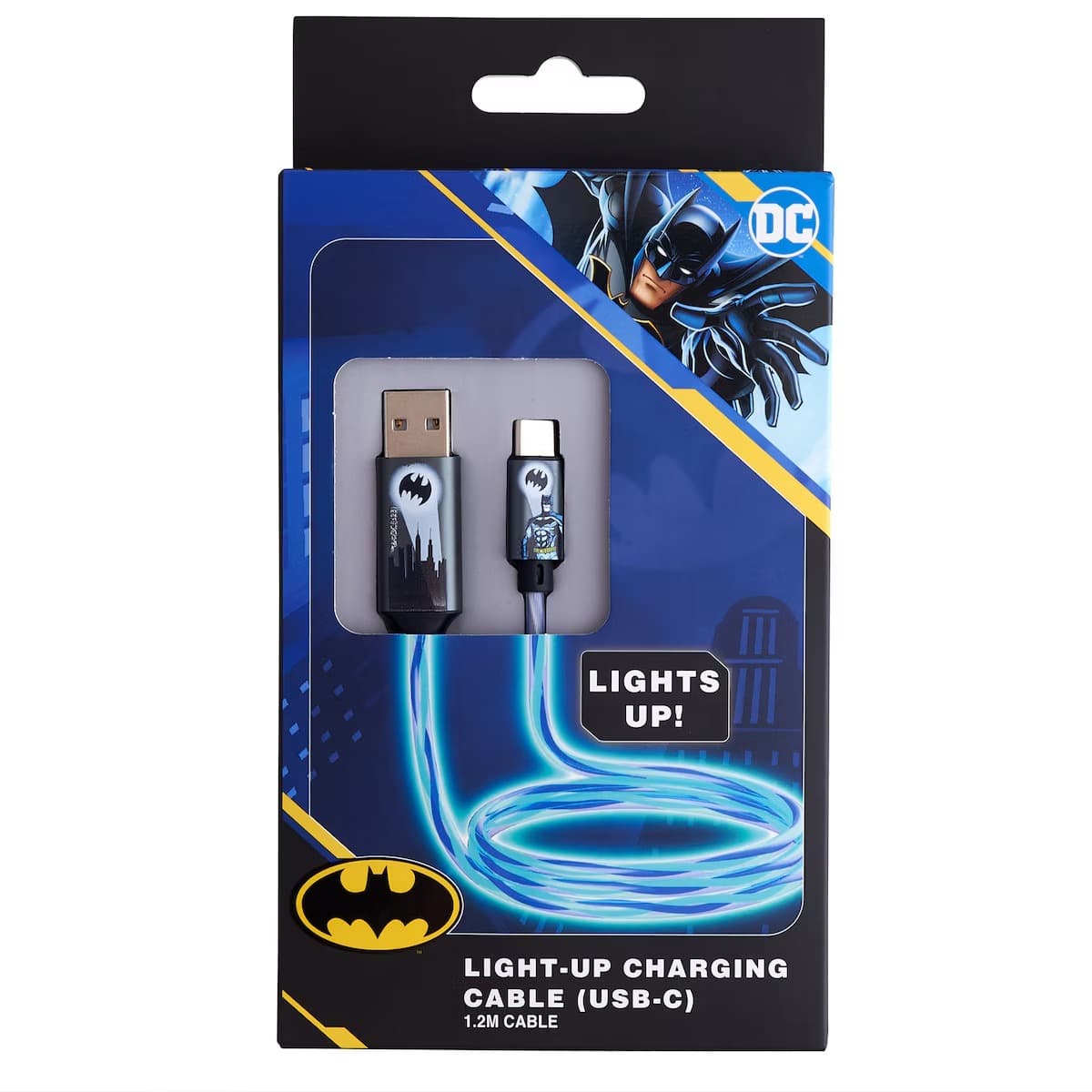 Nacon BigBen Batman Cable USB-A a USB-C Luminoso 1,2 m – Carga Rápida y Sincronización de Datos