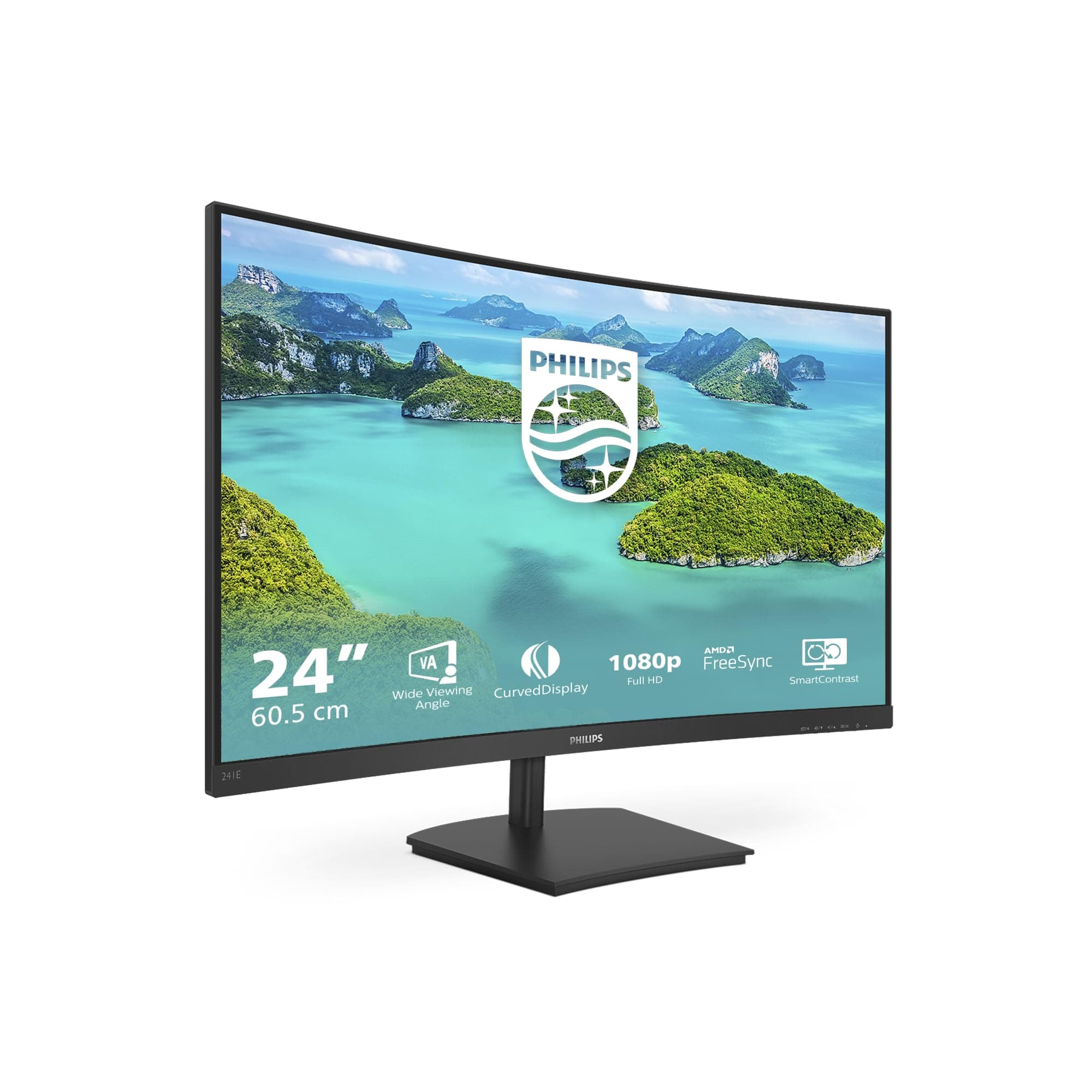 Philips Monitors 241E1SCA/00-24"" Curved 1500R, FHD, 75Hz, VA, FreeSync (1920x1080, 250cd/m, D-Sub, HDMI)"