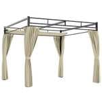 Pérgola de Jardín 3x3 m con Techo Retráctil y Cortinas Anti-UV (Desde España)